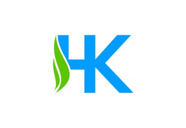 Yaratıcı işaretli HK harf logosu alfabesi, Vektör illüstrasyonu