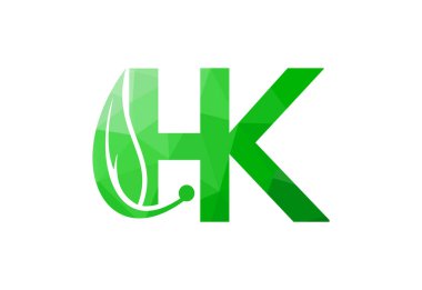Düşük Poli ve Alfabe HK harf logosu tasarımı, yaratıcı işaret, Vektör illüstrasyonu