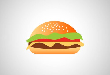 Taze ve Lezzetli Burger logo tasarımı şablonu, Fast Food logosu, Vektör illüstrasyonu