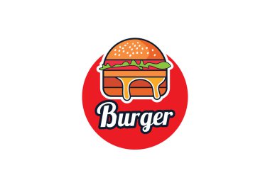 Taze ve Lezzetli Burger logo tasarımı şablonu, Fast Food logosu, Vektör illüstrasyonu