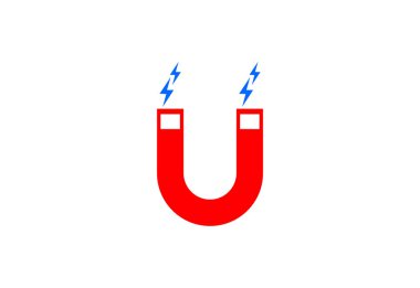 Magnet logo tasarımı & beyaz arkaplan, Vektör illüstrasyonu