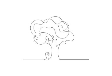 Beyaz arkaplanda çizgi sanat ağacı tasarımı, Vektör tasarım şablonu