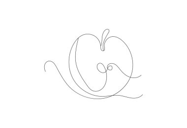 Art Apple tasarımı devam ediyor. Meyve kavramı sürekli çizgi sanatı, Vektör illüstrasyonu