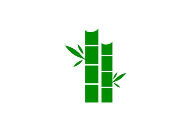Beyaz arkaplanlı bambu logo tasarımı, Vektör tasarımı kavramı