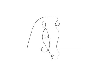 Horse Head aralıksız çizim tasarımı yapıyor. Güzel at minimalist siyah çizgisel çizimi beyaz arka planda izole edilmiş. Vektör illüstrasyonu