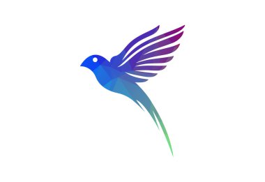 Renkli kuş logosu dizaynlı düşük polen, Vektör tasarım şablonu