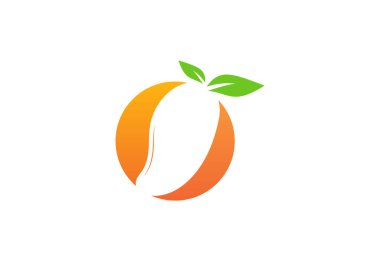 Taze Mango yapraklı logo tasarımı, Vektör tasarımı konsepti