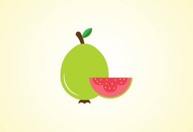 Taze guava meyveleri organik sağlıklı logo tasarımı, Vektör illüstrasyonu