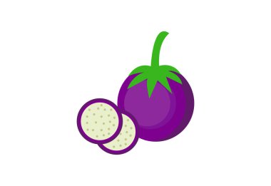 Renkli Sebzeler Patlıcan logo tasarımı, Vektör Tasarım Şablonu