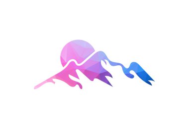 Minimalist Dağ Logosu Tasarım Şablonu, Vektör illüstrasyonu