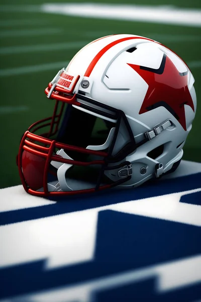 american football helmet on the field