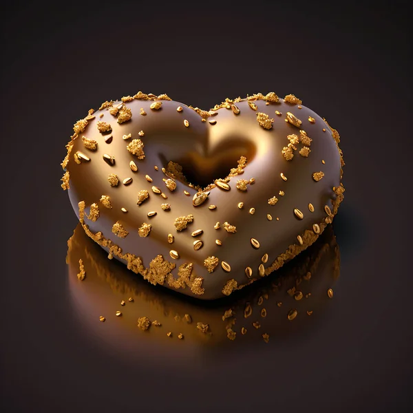 Chocolate Love-Shaped Donut for Sweet Treats and Desserts
