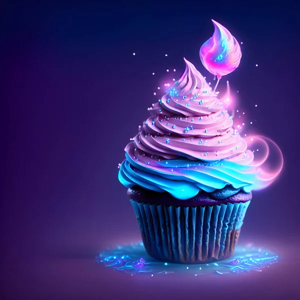 Sparkling Glowing Cupcake Illustration — Stock Photo, Image