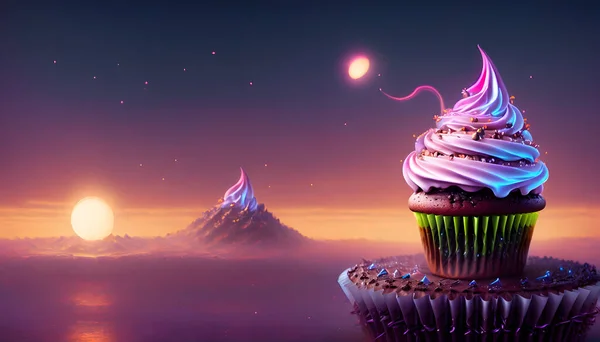 Espumante Brilhante Cupcake Ilustração — Fotografia de Stock