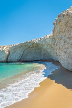 Görünüm Alogomantra Beach Milos Adası, Kiklad Adaları, Yunanistan