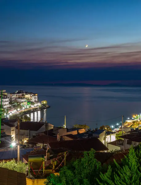 Geceleri Skala Marion Köyü, Thassos Adası, Yunanistan