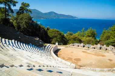 Limenas Thassos Yunanistan 'da antik tiyatro