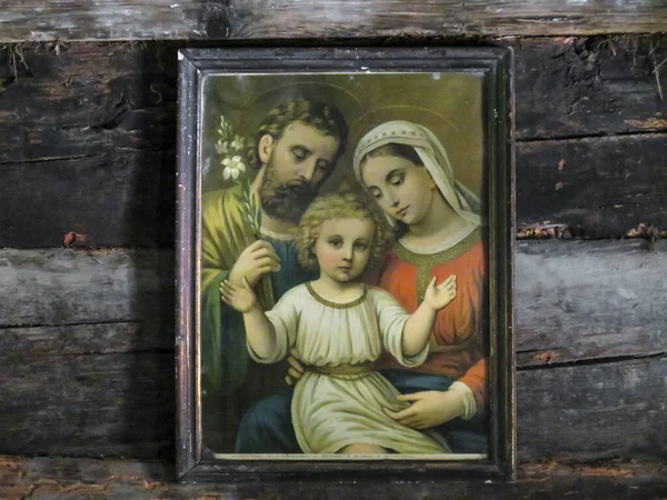 Oude Icoon Heilige Maagd Maria Jozef Verraden Jezus Christus Een — Stockfoto