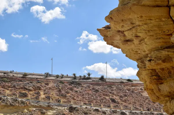 Agebah Uitzicht Het Strand Met Enorme Stenen Kliffen Marsa Matrouh — Stockfoto