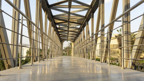 Iron bridge structure for pedestrian crossing in downtown cairo egypt at sunny day