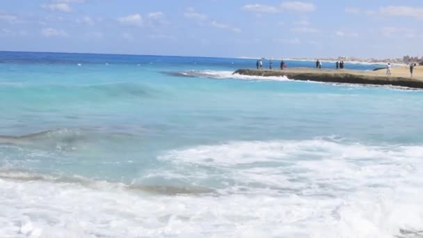 日光にマルサマトルーフエジプトのアガバビーチの美しい波のビュー — ストック動画