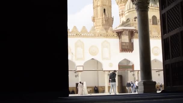 Bela Vista Mesquita Azhar Baixo Ângulo Egito Cairo Dia Ensolarado — Vídeo de Stock