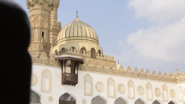 Ampla Vista Mesquita Azhar Baixo Ângulo Egito Cairo Luz Dia — Vídeo de Stock