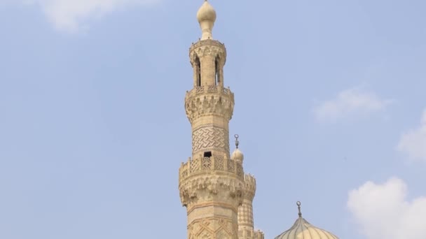 Ősi Kilátás Azhar Mecset Alacsony Szögből Kairó Egyiptom Nappal — Stock videók
