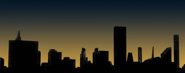 Cityscape Silhouette Современного Города Ночью Иллюстрация Cityflat — стоковое фото