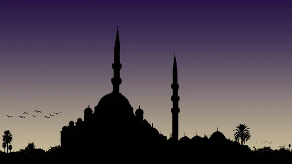 Silhouette Eid Illustration Mosquein Evening — Stock Photo, Image