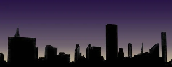 现代城市的夜晚 城市景观现代城市的紫色渐变背景夜景平面画图 — 图库照片
