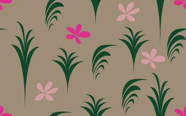Graminées Dessinées Main Fleurs Ornementales Florales Sans Couture Vectoriel Motif — Image vectorielle
