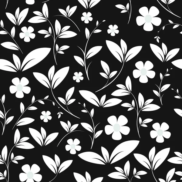 Plantes Marguerite Fleur Vecteur Sans Couture Motif Feuilles Vert Clair — Image vectorielle