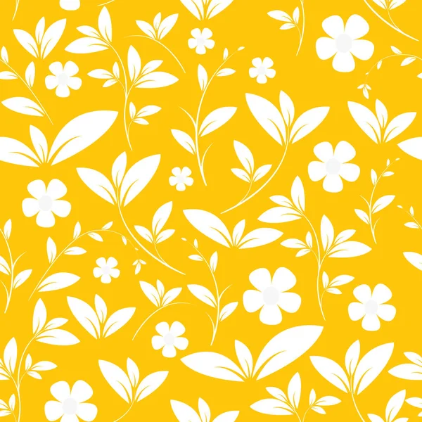 Bitkiler kusursuz desenli papatya çiçeği sarı temalı doğal, retro desenli sanat dekoru çiçekli arkaplan tasarımı