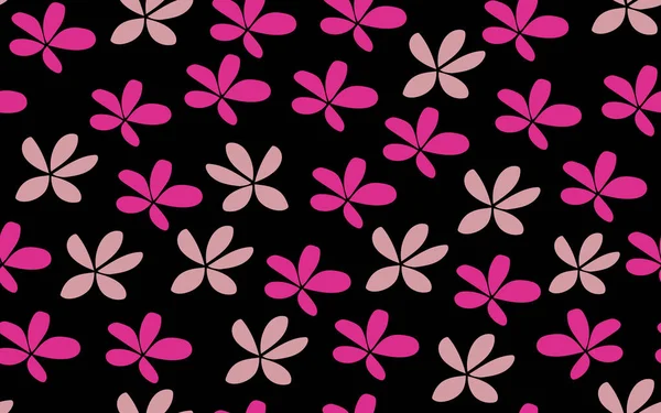 Floral Ornamental Sem Costura Padrão Flores Rosa Fundo Preto Escuro — Vetor de Stock