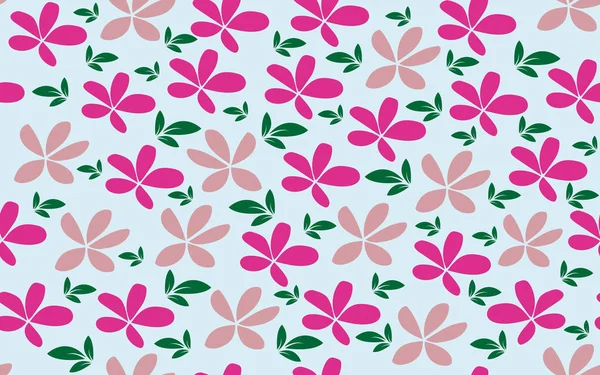 Floral Ornemental Sans Couture Motif Fleurs Roses Vert Feuille Fond — Image vectorielle