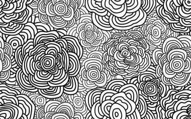 El çizimi siyah çizgi soyut, dikişsiz desenli kağıt baskı duvar kağıdı arkaplanı