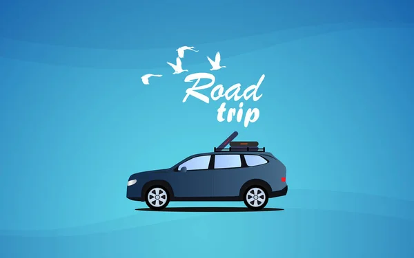 Yol gezisi grafik logo vektör illüstrasyon tur seyahat tebrik kartı tasarımı açık mavi arkaplan üzerinde