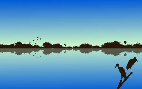 #B22 Lake Silhouette kırsal manzara paranoyası arka plan kuşları uçan yansıma arka plan düz resimleme duvar kağıdı