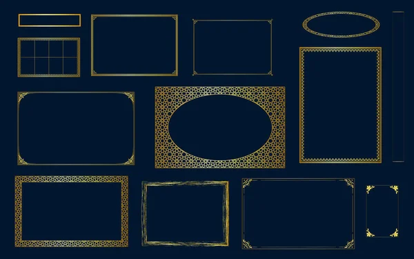 Dekoratif çerçeveler ve sınırlar altın lüks dekoratif dekoratif elementler koleksiyon vektör tasarımını ayarlar