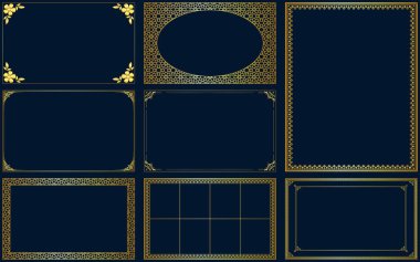 Dekoratif çerçeveler ve sınırlar altın lüks dekoratif dekoratif elementler koleksiyon vektör tasarımını ayarlar