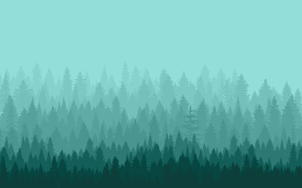 Лес Пейзаж туманный туманные атомосферные пейзажи фон векторные обои леса джунгли тематические деревья Природные иллюстрации