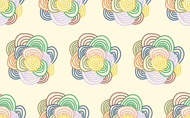 El çizimi, soyut renkli çizgi karalaması, kusursuz desenli, modaya uygun, modaya uygun, kağıt desenli duvar kağıdı desenli, süslemeli dekoratif desen arkaplanı.