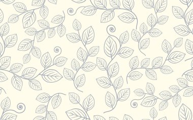 çizgi sanat çiçekleri desensiz dekoratif süslemeli yaprak deseni kumaş tekstil kağıt baskı duvar kağıdı için retro stil vektörü