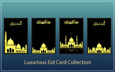 Eid card collection golden theme luxurious design eid al adha, eid al fitr, eid card