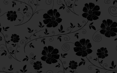 Çiçeksiz desenli siluet bale eski moda çiçek deseni vektör arka plan duvar kağıdı süslemeli yaratıcı moda