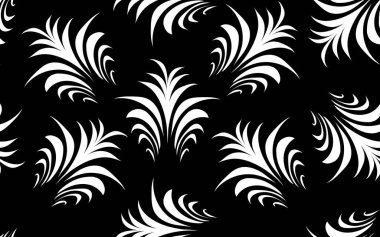 El çizimi çiçeksiz desen soyut modern siluet siyah beyaz desen arka plan duvar kağıdı tasarımı tekstil kumaş baskısı