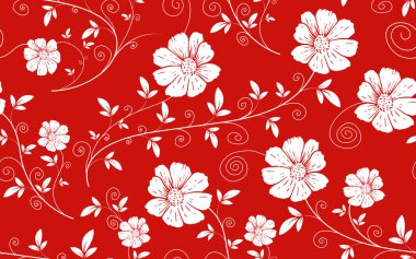 Çiçeksiz desensiz kırmızı beyaz retro tarzı tekstil kumaş dokusu vektör illüstrasyon duvar kağıdı arka plan süslemesi yaratıcı moda çiçek yaprağı