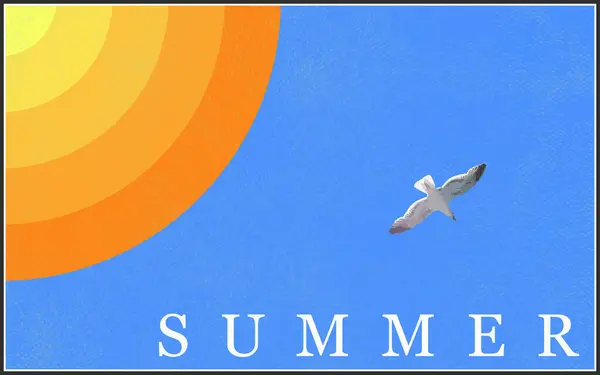 Yaz bstraktı yatay poster afişi kapak kartı minimal sanat vektörü illüstrasyon grafik tasarımı mavi gökyüzü güneşli tatil seyahati turnesi yaratıcı arka plan reklamı