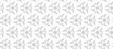 Kusursuz desenli çiçek desenli dekoratif geometrik şekil beyaz gri tema tekrarlanabilir vektör dokusu beyaz arka plan yaratıcı antika kumaş kumaş kumaş kağıt tahta baskı